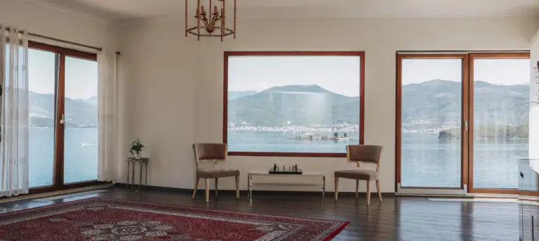 Scenic Living Room with Bay Views - long